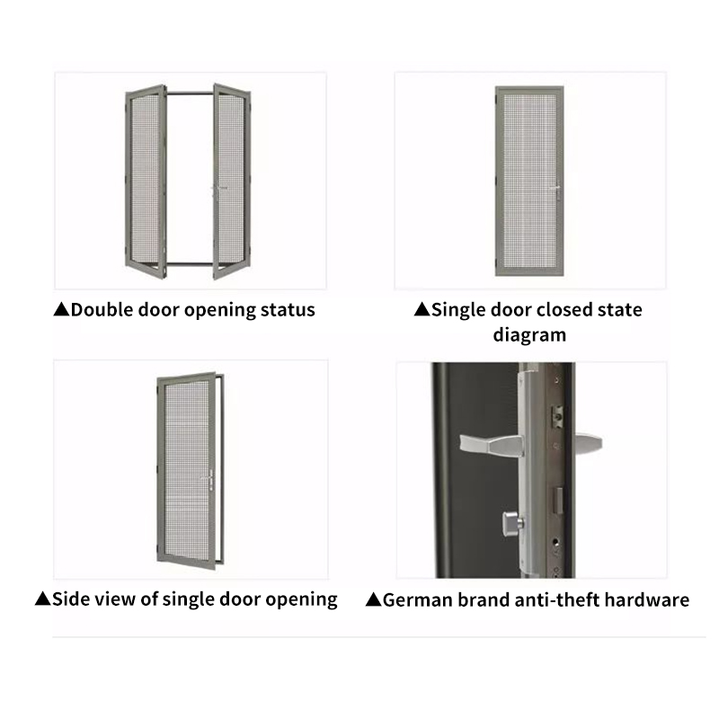 72 Balcony Double Swing Security Screen Door (Two In One Anti-Theft Type)